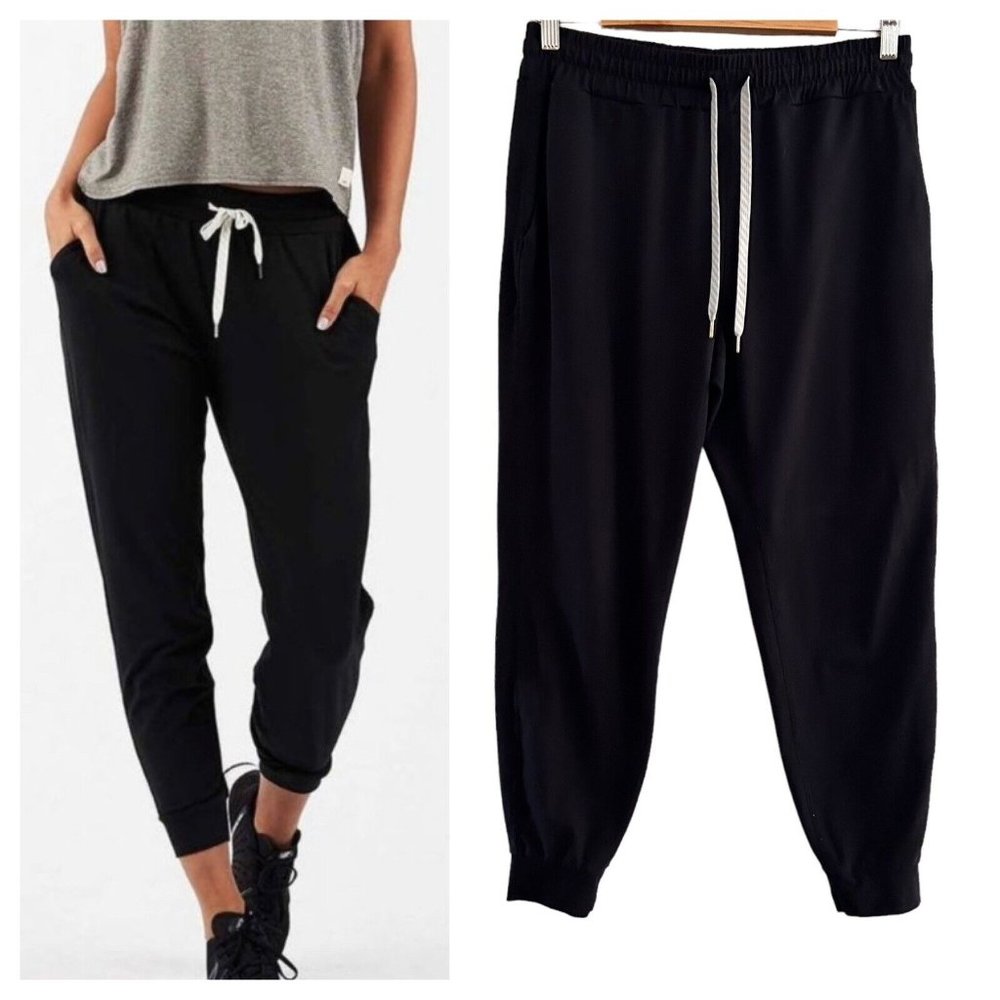 Vuori Women's Performance Jogger Black Size M Midrise Drawstring Side pockets